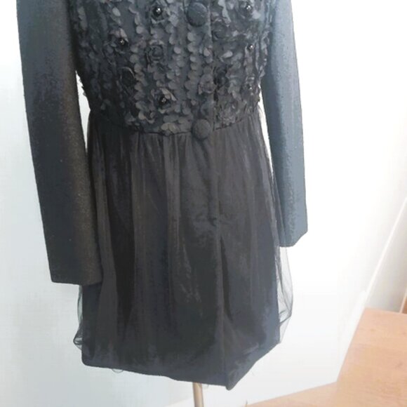 Vintage Black Wool and Netting Coat - Size S - Picture 3 of 8